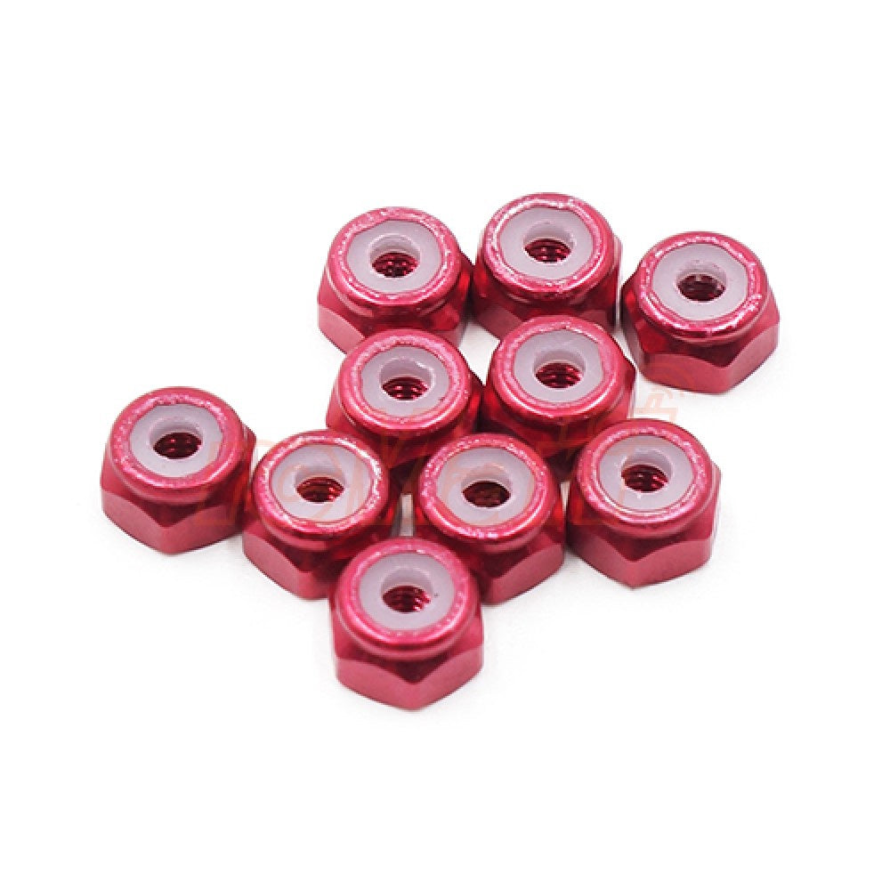 Yeah Racing YA-0565RD 2mm Aluminum Lock Nut (Red) (10)