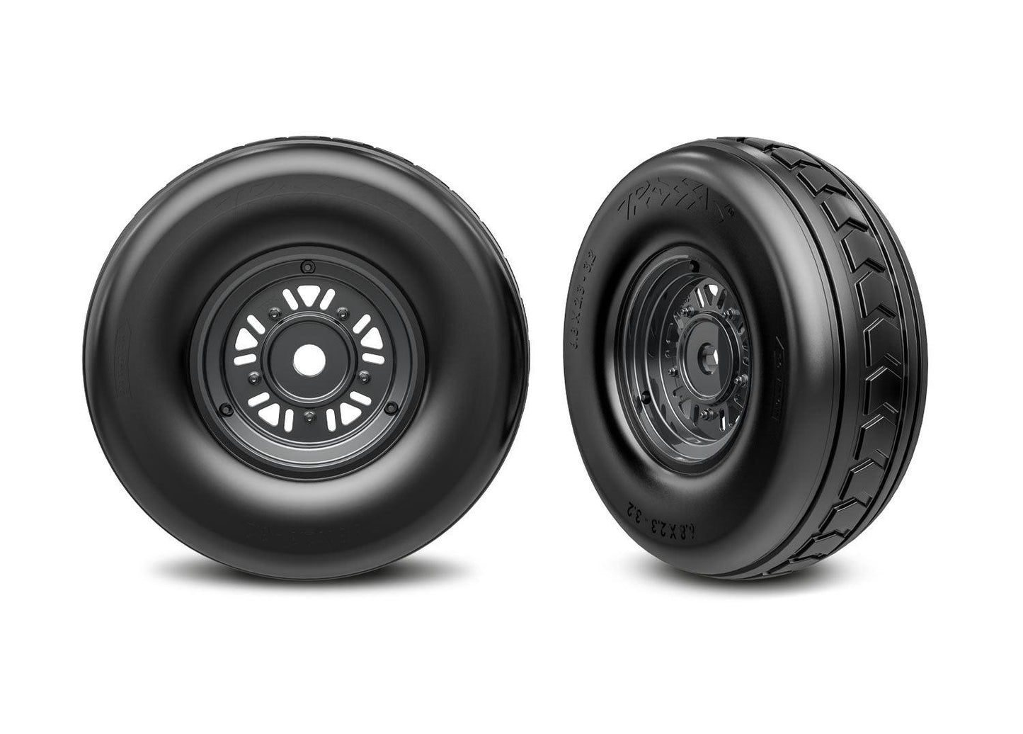Traxxas 10972-BLKC 3.2" Funco Black Chrome Front Wheels & Arrow Tires (2).