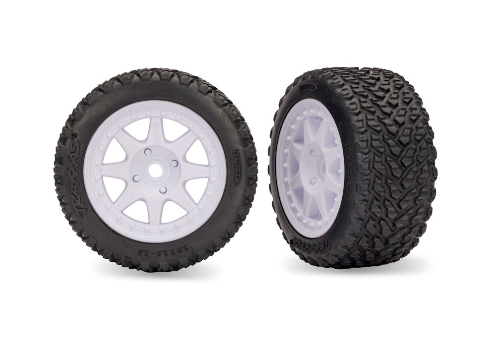 Traxxas 10873-WHT White Rear Mini Rally Wheels with Soft Tires (2)