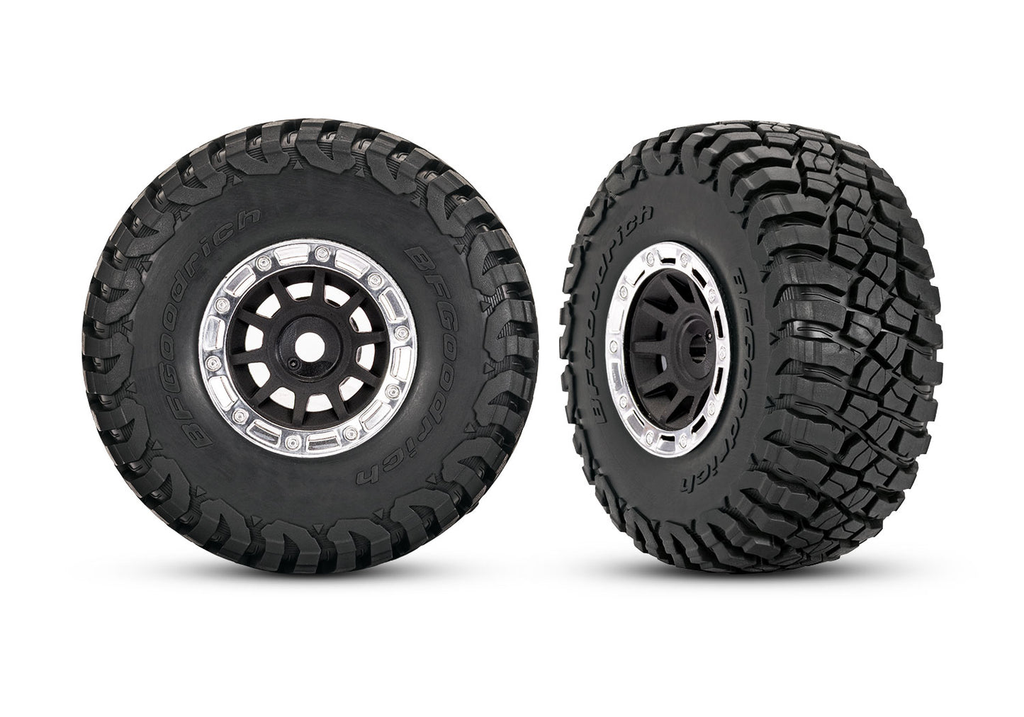 Traxxas 10870-STBLK 1.4in Black & Chrome Wheels w/ BFG Mud-Terrain Tires (2)