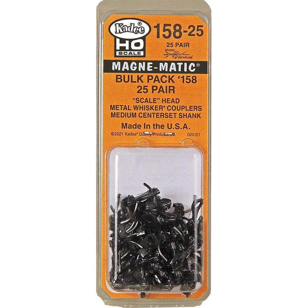 Kadee 158-25 Bulk Pack 25 pair #158 Scale Whisker Metal Couplers Medium 9/32" HO