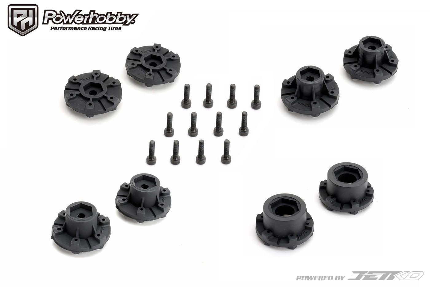 Powerhobby 1/10 2.8 MT Tomahawk Belted Tires (2) with Removable Hex Wheels - PowerHobby