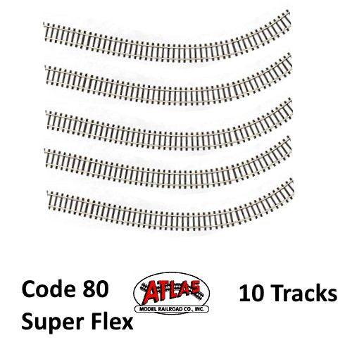 Atlas 2500 N Code 80 Super-Flex Track Black Ties / Nickel Silver Rail (10 Pcs) - PowerHobby
