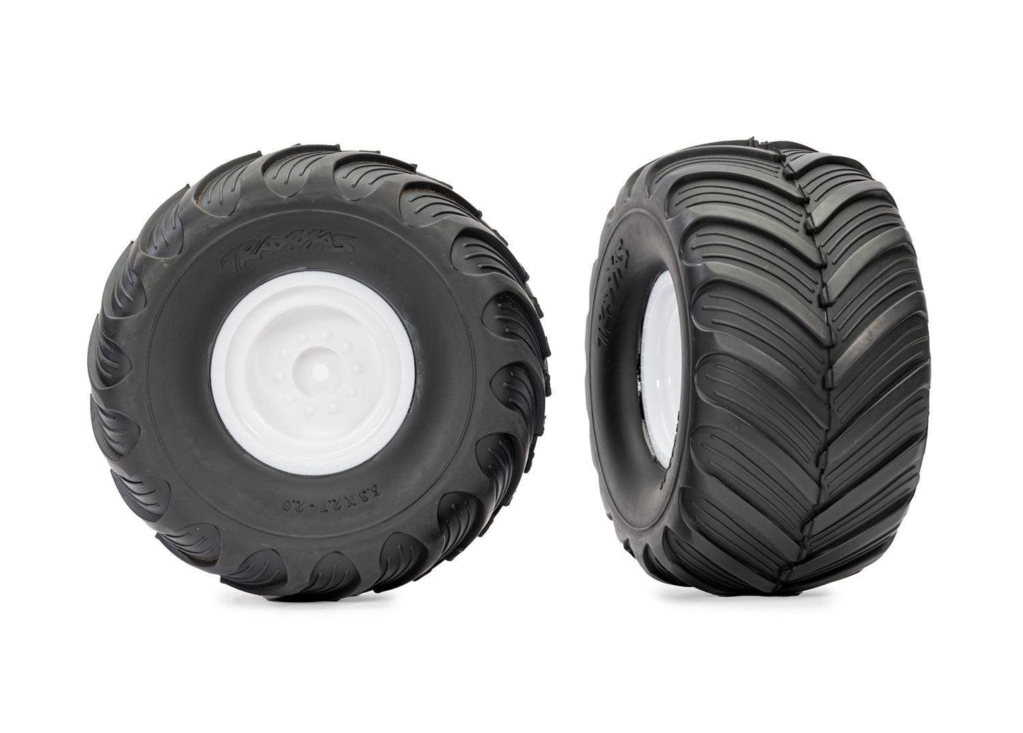Traxxas 3663-WHT White Monster Truck Wheels & Terra Groove Tires (2).