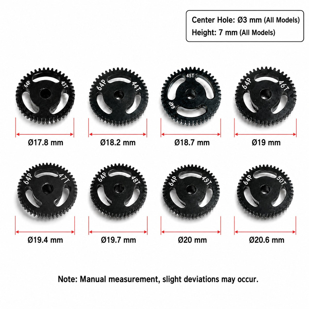 Powerhobby 64P 44T 3MM Bore Pinion Gear Hardened Steel