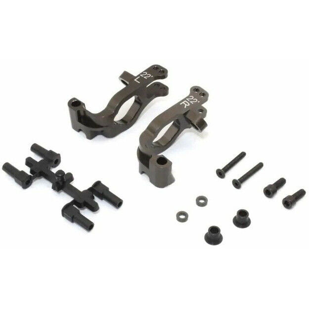 Kyosho IFW629C Aluminum Front Hub Carrier Set Gunmetallic L/R 22゚(MP10)