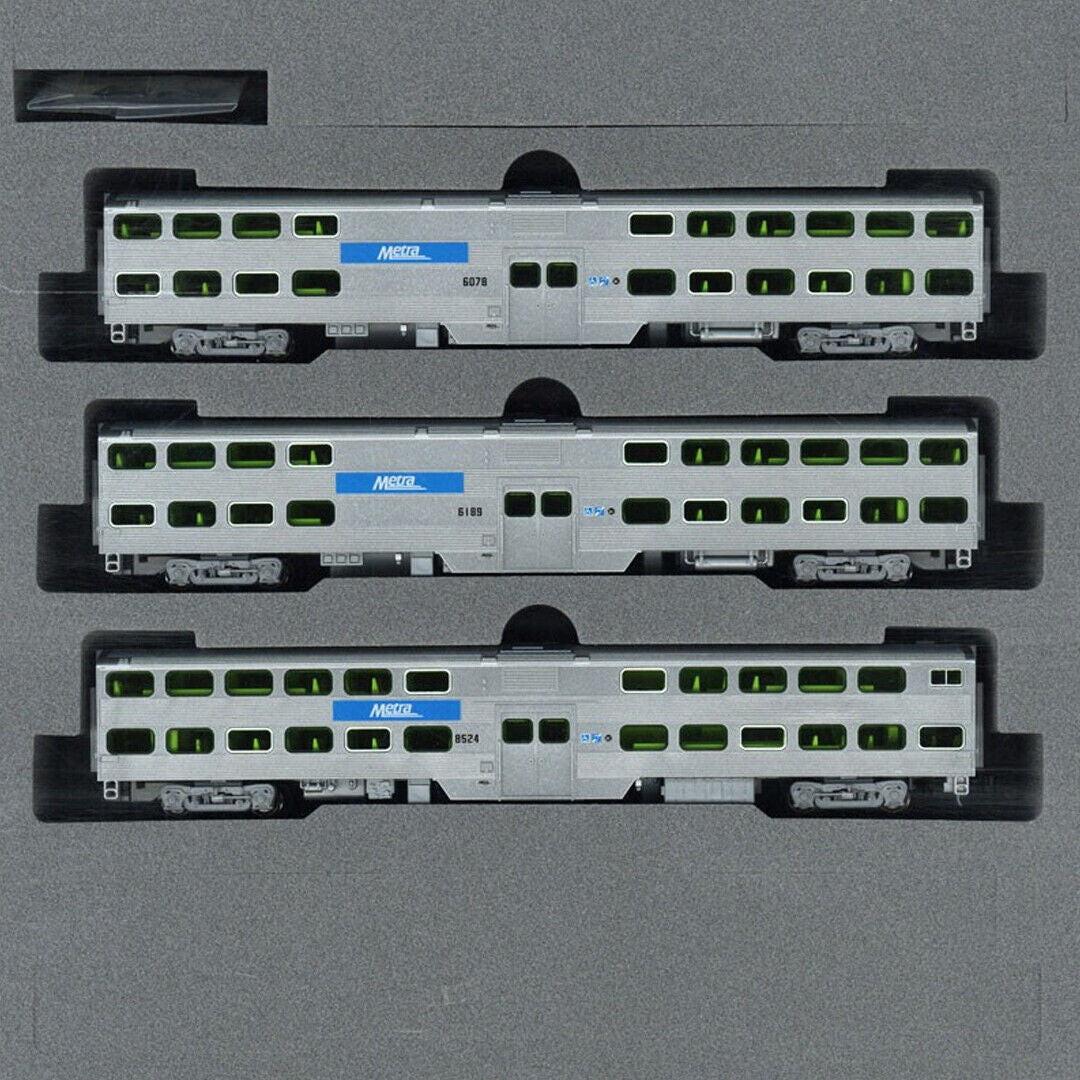 Kato 1068703 N Scale Gallery Bi-Level Passenger Cars Chicago Metra (3).