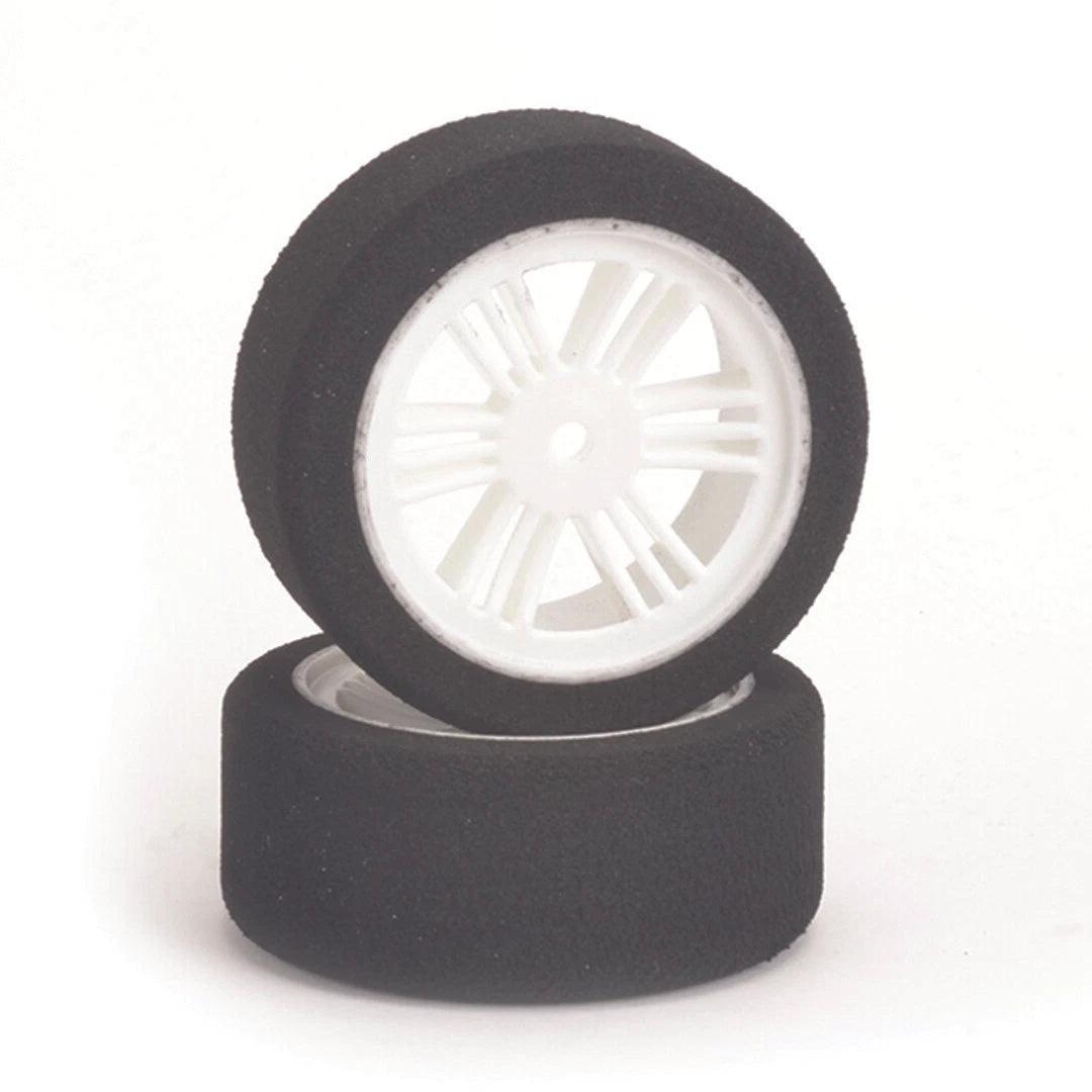 Contact RC J13504 1/10 Rear Foam Tires L30mm 35Sh Jap Compound White Wheels (2)