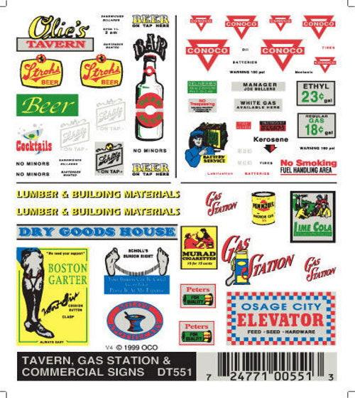 Woodland Scenics DT551 Taverns/Gas Station Signs Train Decal Sheet.