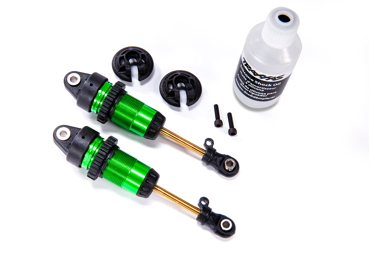 Traxxas 7461G 1/10 Green Aluminum Long GTR Shocks (2) Rustler 4x4 Slash