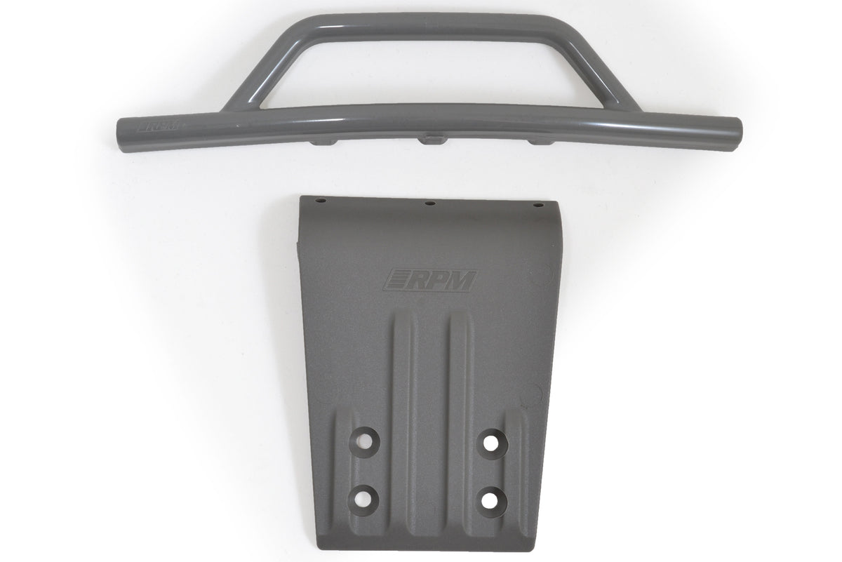 RPM 80956 Front Bumper & Skid Plate Gray Traxxas Slash 2WD