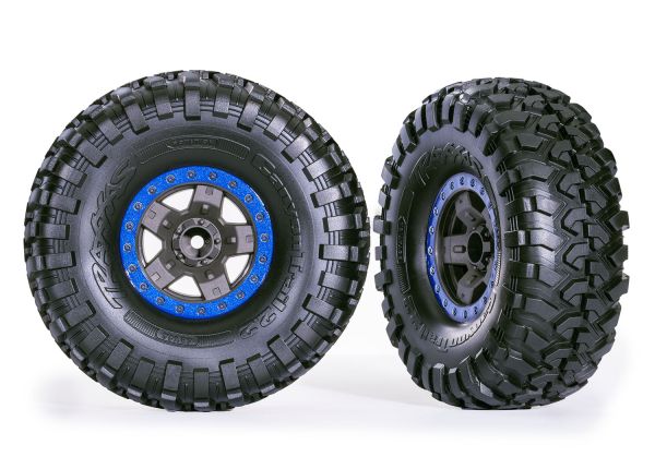 Traxxas 8181-BLUE Tires & Wheels, Blue 2.2"