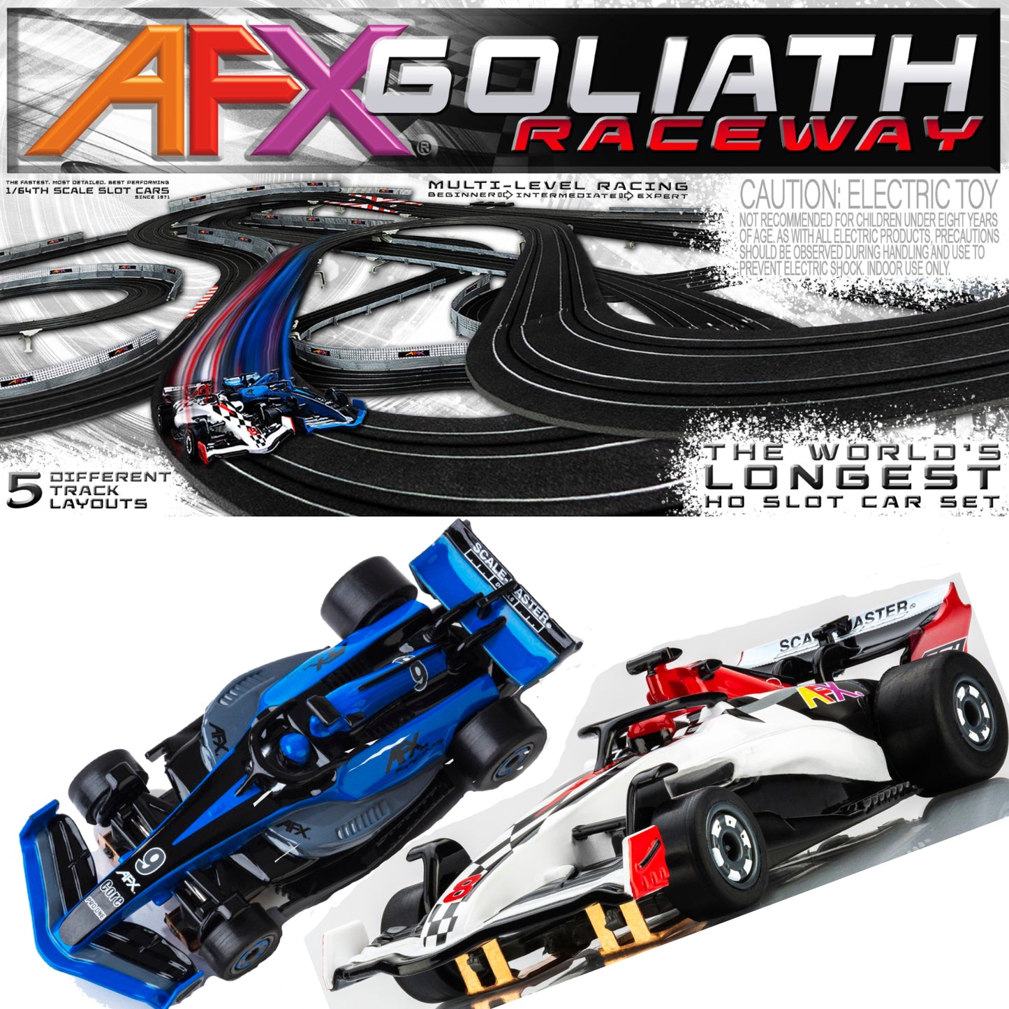 AFX Goliath Raceway HO Scale Slot Car Race Set 22040 65 feet Track