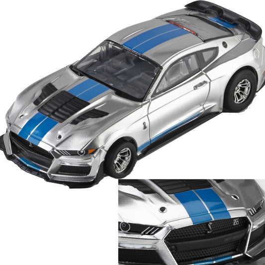 AFX 22099 Ford Shelby Mustang GT500KR Silver/Blue Mega G+ HO Slot Car