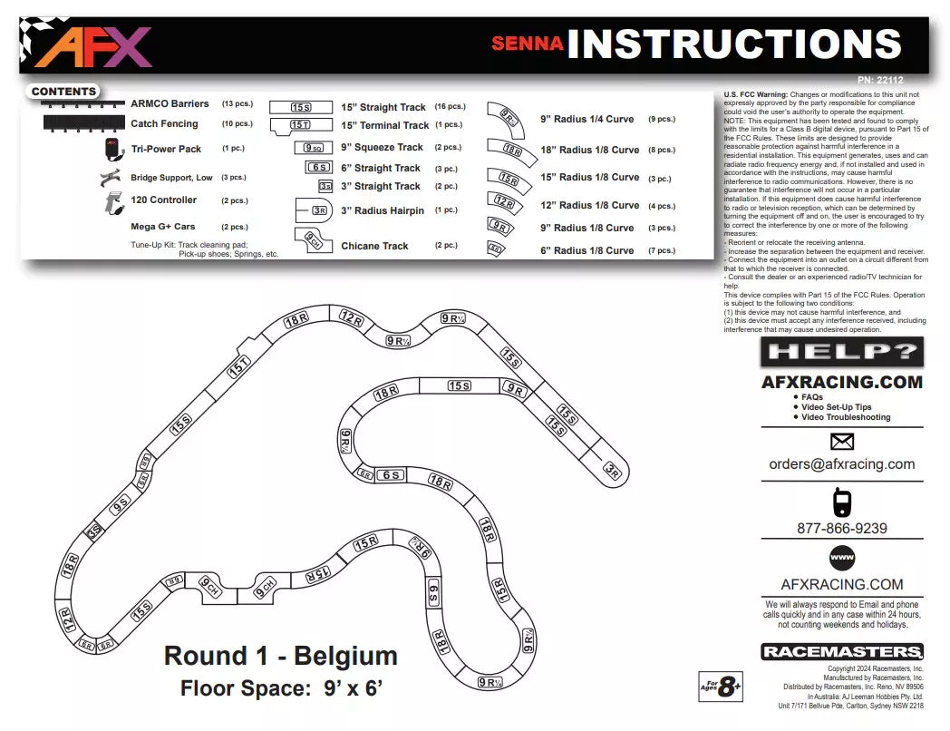 AFX Formula 1 F1 One HO Scale Slot Car Race Set 55 Feet Track for Auto World