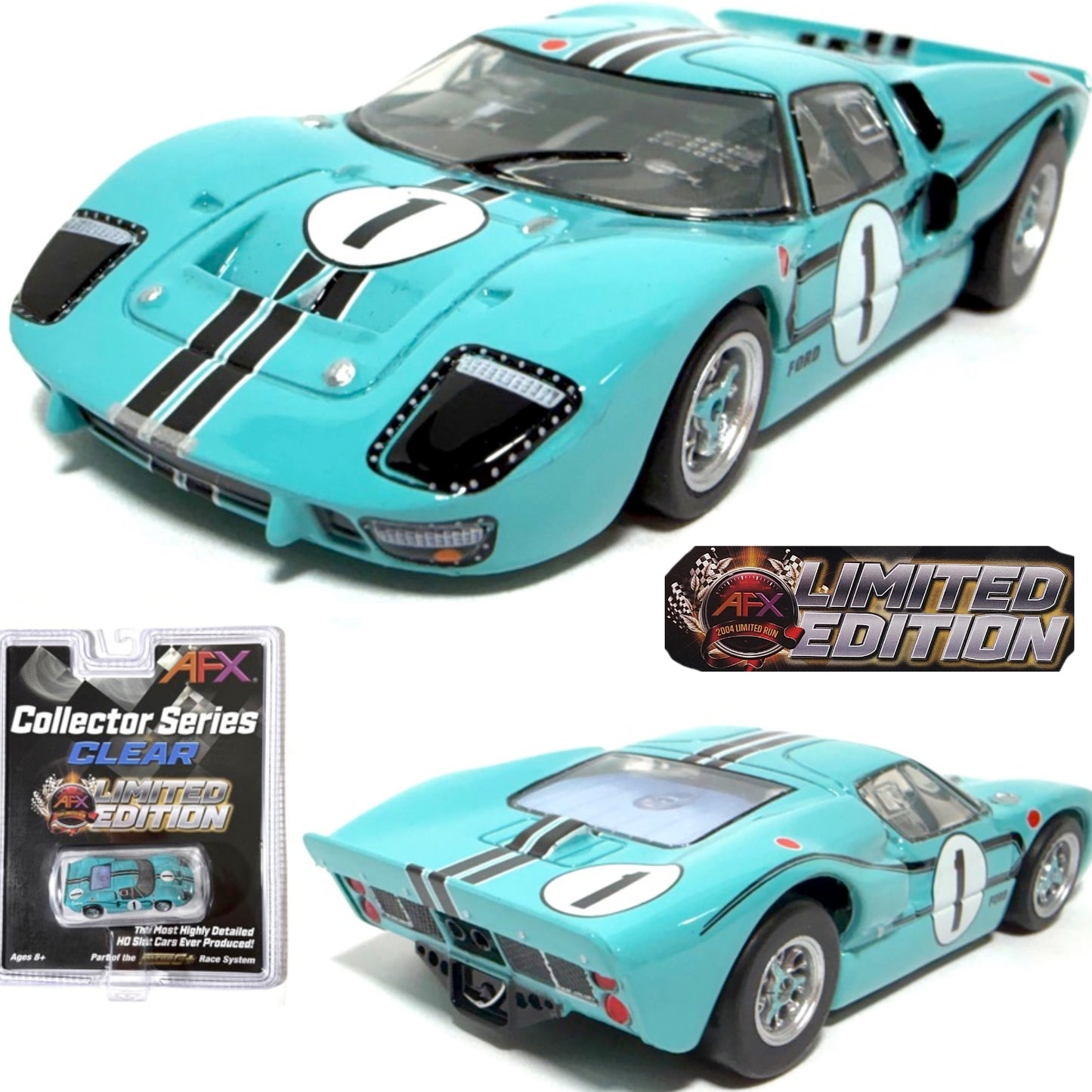 AFX Ford GT40 Mark II #1 Turquoise HO Slot Car for Auto World Exclusive 22131.