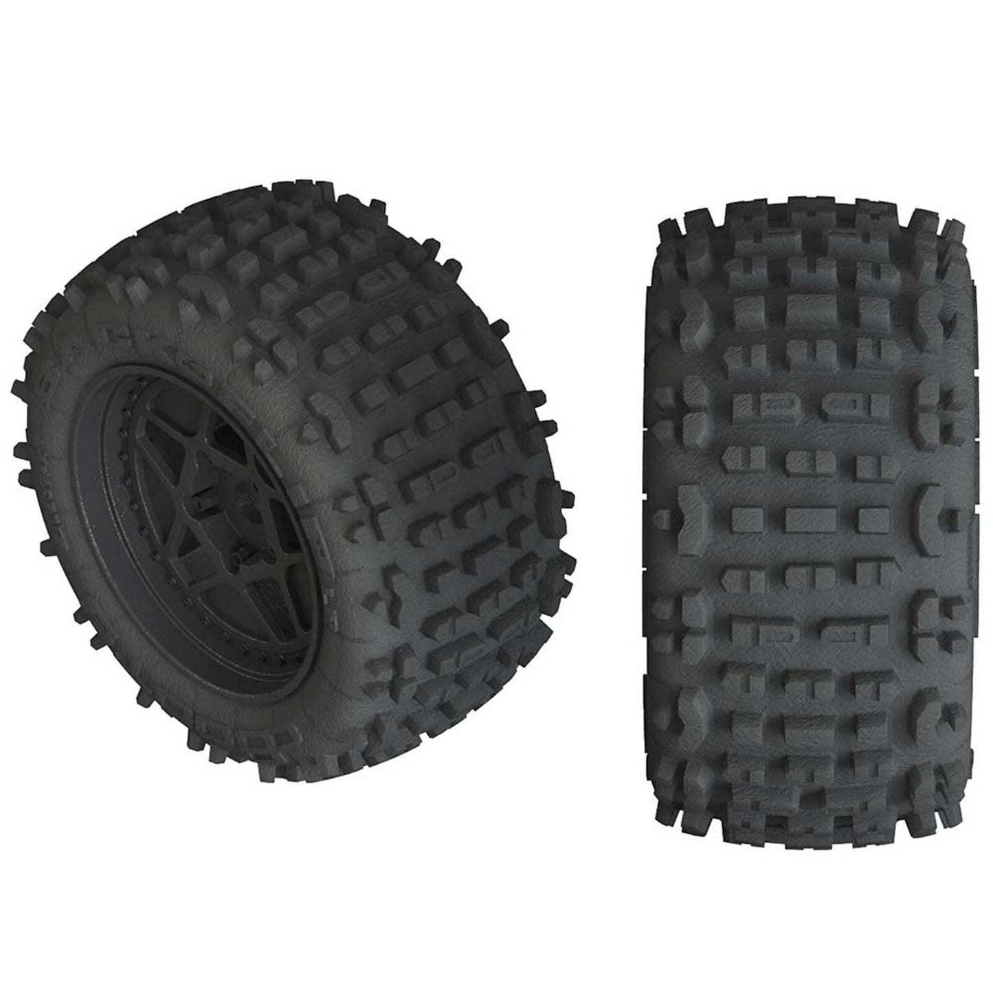Arrma AR550050 1/10 dBoots Backflip LP Front/Rear 3.8 Pre-Mounted Tires, 17mm Hex, Black (2): 4S
