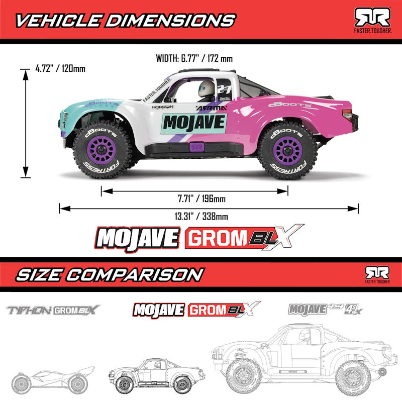 Arrma ARA2304ST1 MOJAVE GROM 223S BLX Brushless 4X4 RTR w/Battery & Charger Teal