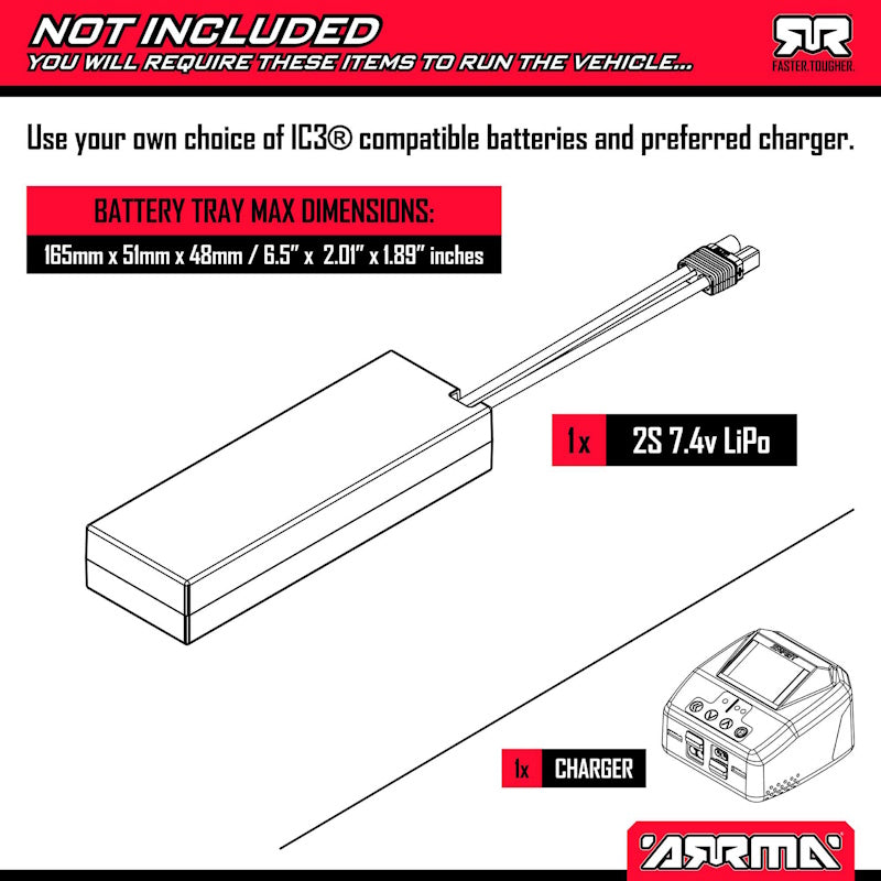 Arrma ARA4206V4T3 1/8 TYPHON MEGA 665 4X4 RTR Brushed Buggy, Red