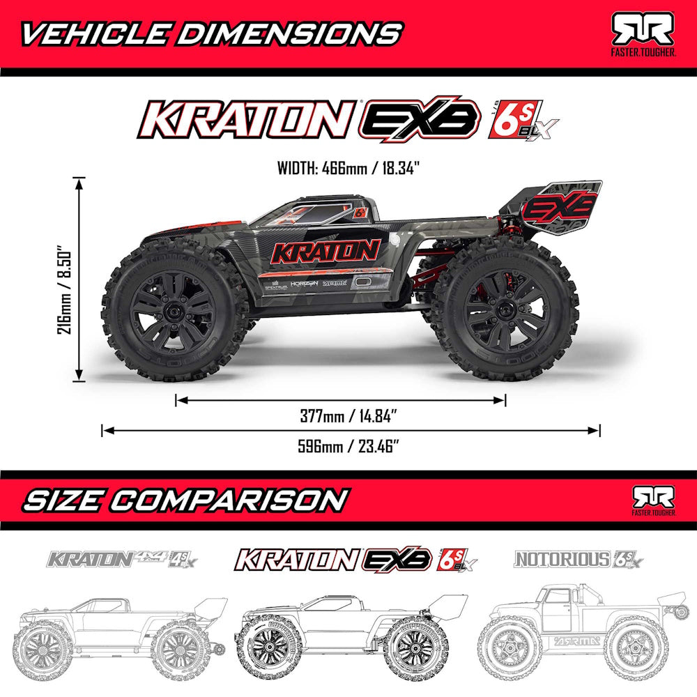Arrma 1/8 KRATON 6S EXB 4X4 RTR Brushless Speed Truck BLACK