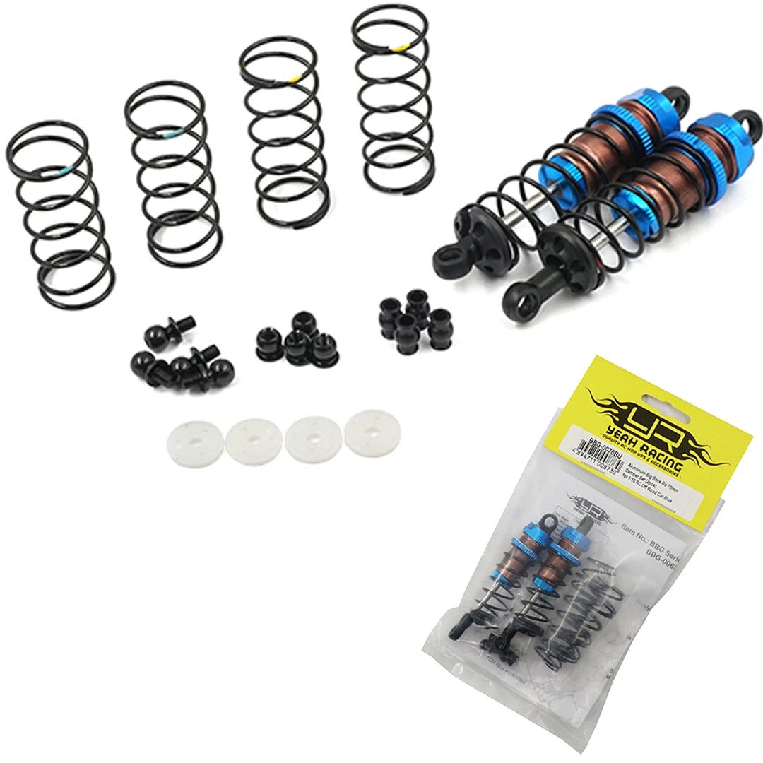 Yeah Racing BBG-0070BU Alum Big Bore Go 70mm Damper Set (2) Blue: 1/10 Buggy