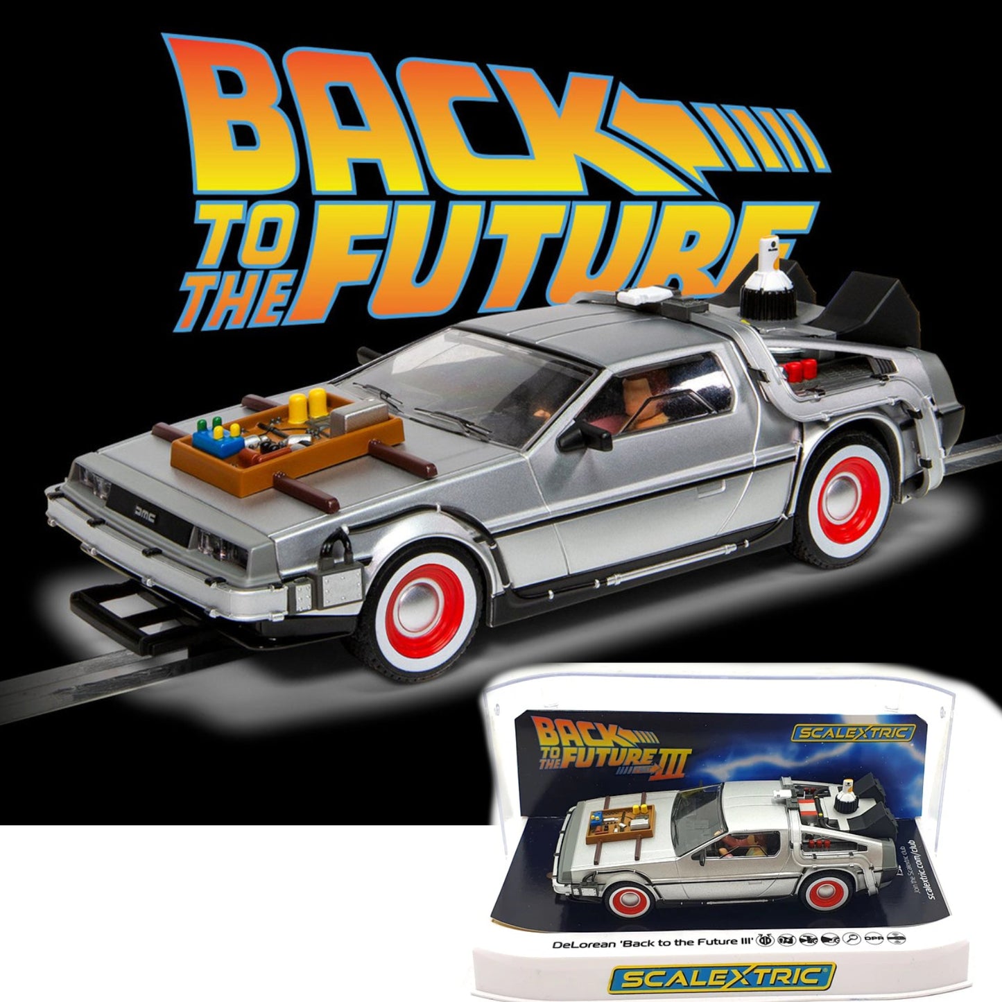 Scalextric C4307 DeLorean Back To The Future Part 3 Time Machine 1/32 Slot Car