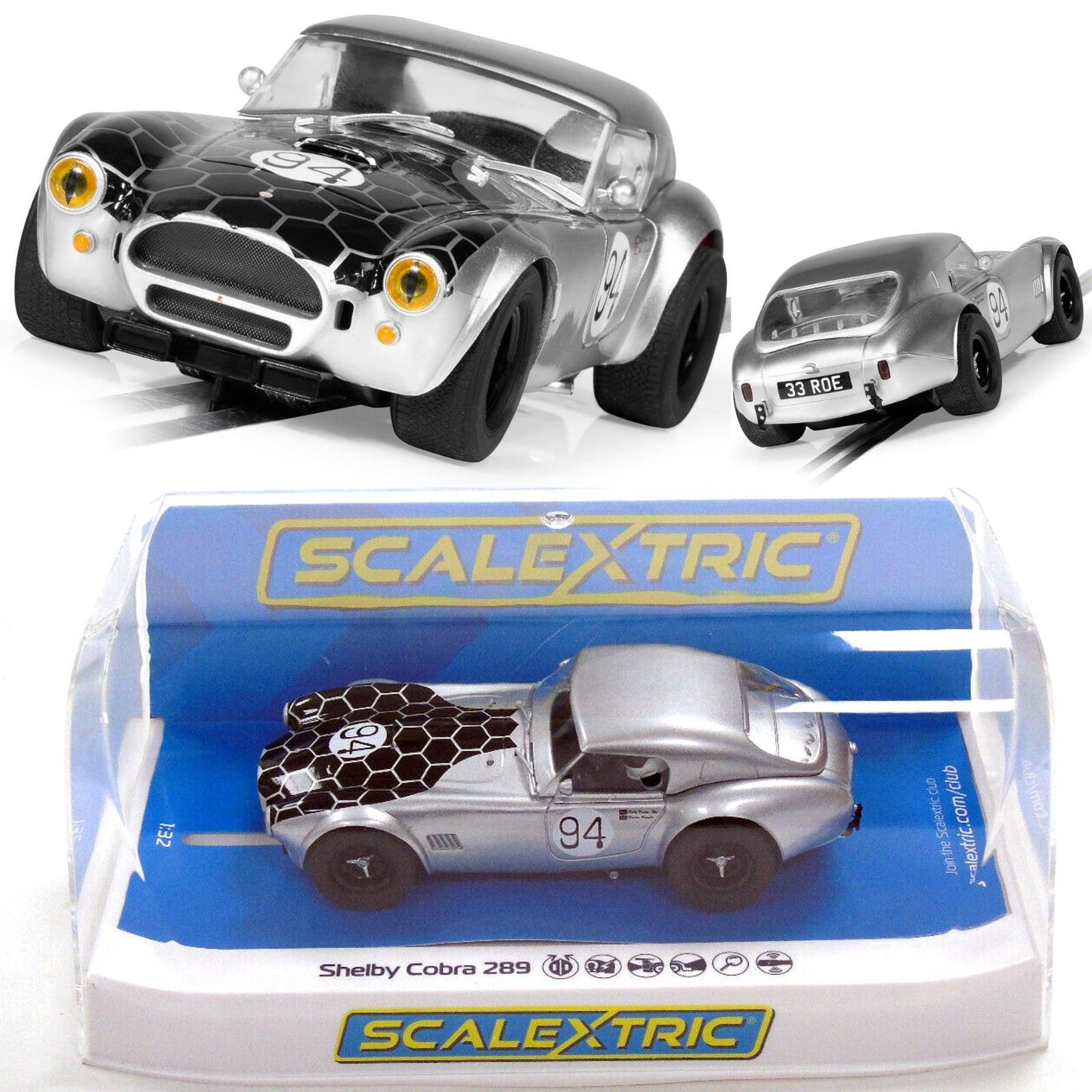 Scalextric C4417 Shelby Cobra 289 CSX2201 Snake Eyes 1/32 Slot Car.