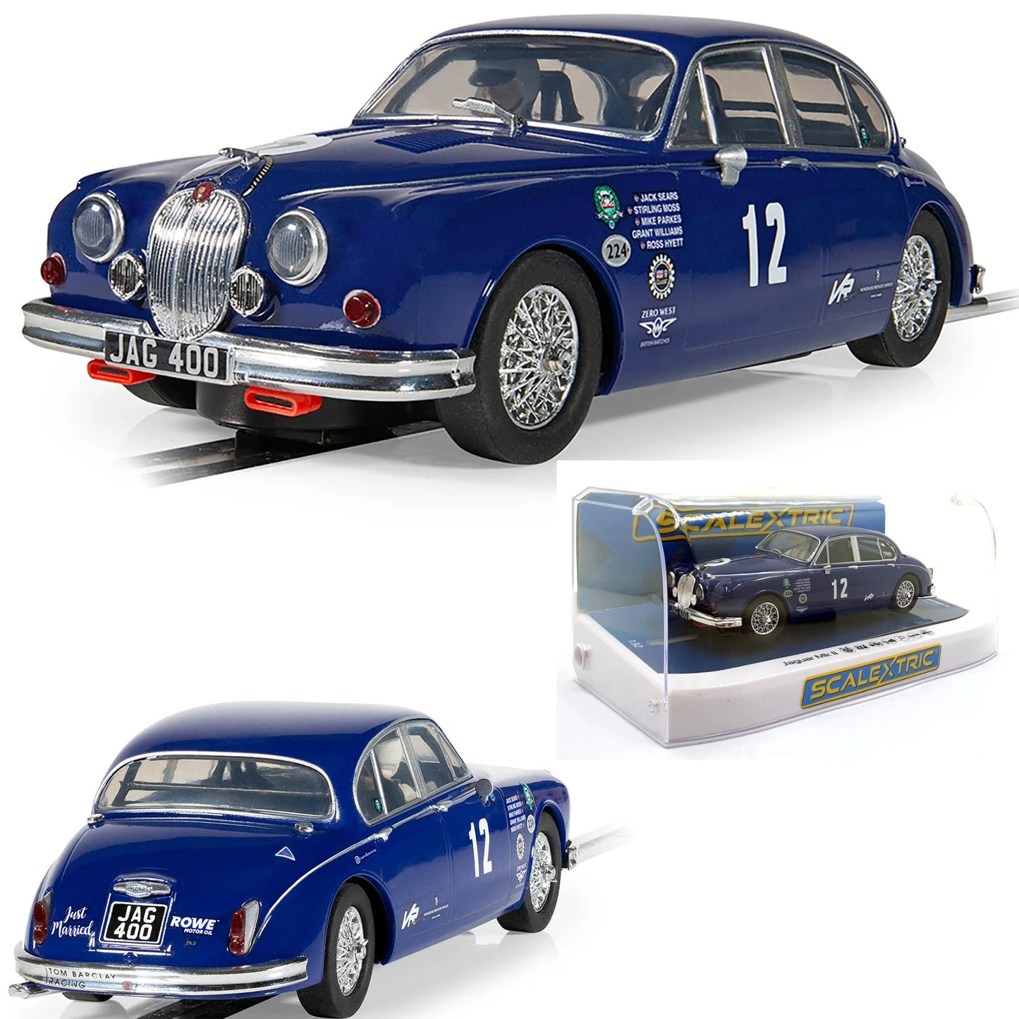 Scalextric C4596 Jaguar MK2 Grant Williams Racing JAG 400 1/32 Slot Car DPR.