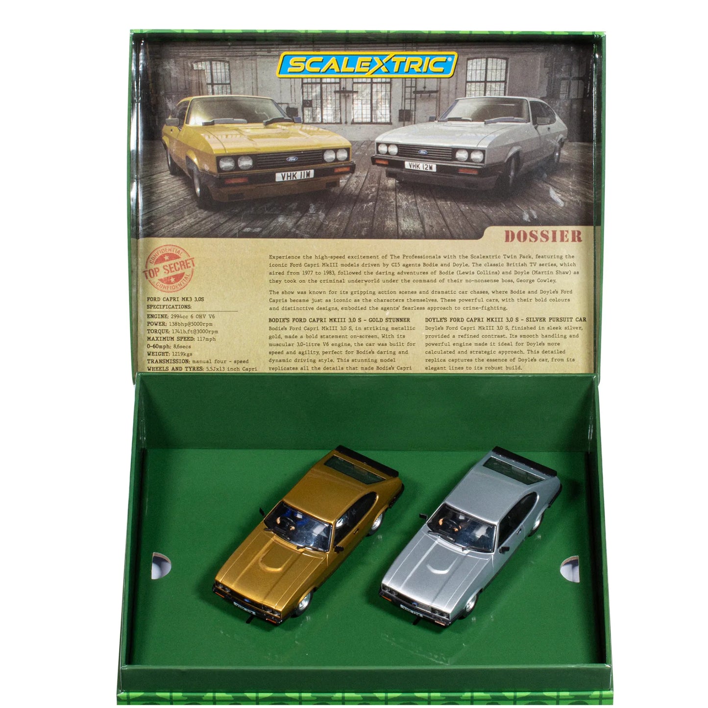 Scalextric C4642 The Professionals Ford Capri Mk III Twin Car Pack 1/32 Slot Car