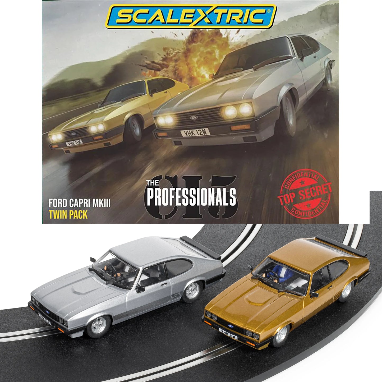 Scalextric C4642 The Professionals Ford Capri Mk III Twin Car Pack 1/32 Slot Car