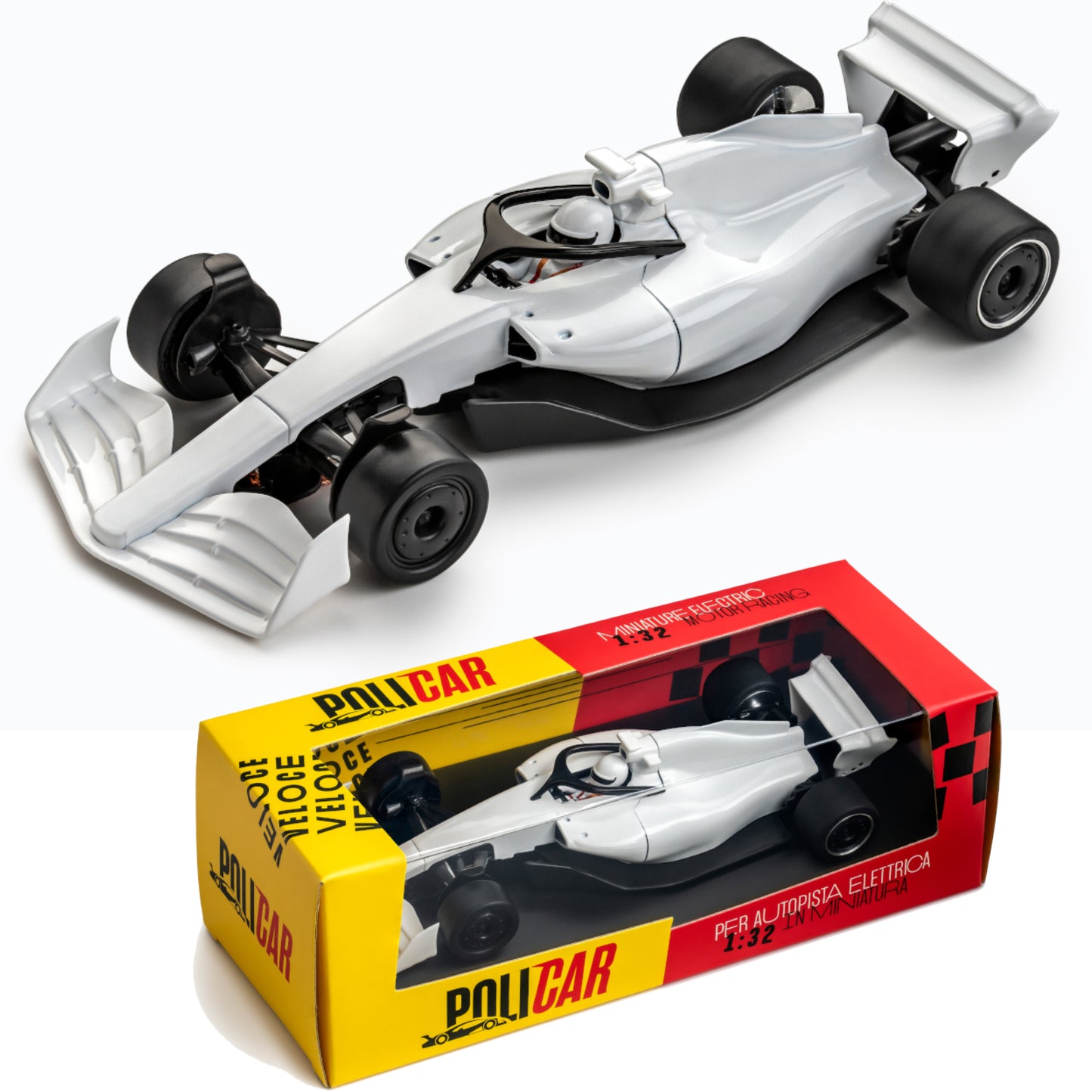 Policar Monoposto F1 2024 White 1/32 Slot Car for Carrera Scalextric Formula One