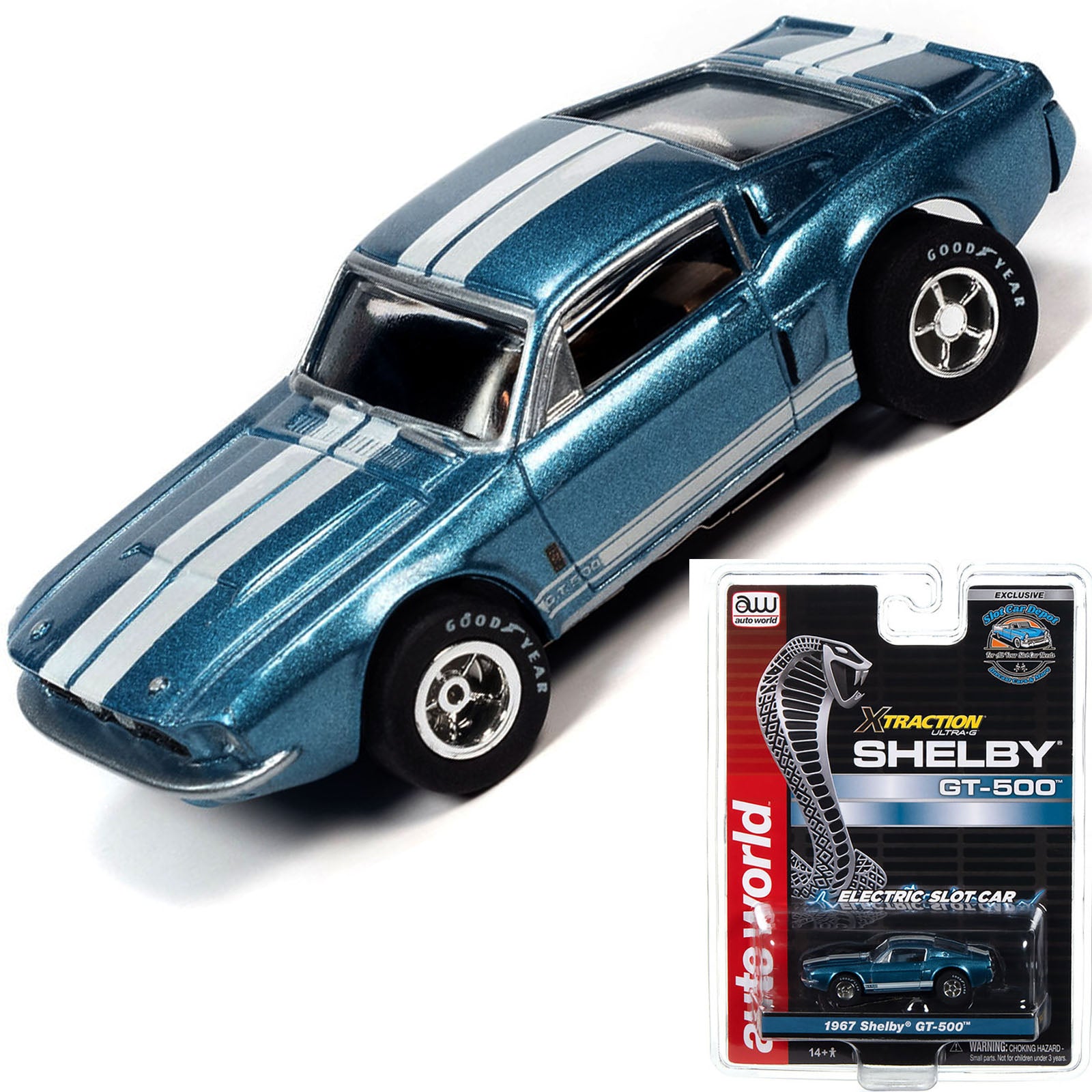 AFX Mega G+ Orange Shelby GT500 Mustang Collector HO Slot Car - Foto 4