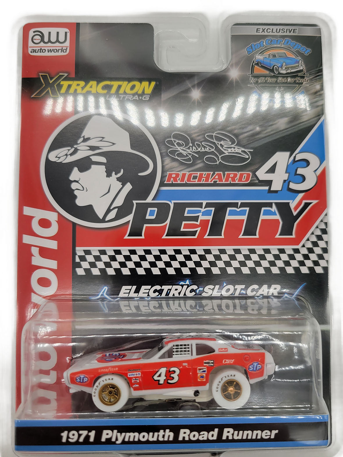 Auto World Exclusive iWheels Richard Petty '71 Plymouth Road Runner HO Slot Car - PowerHobby