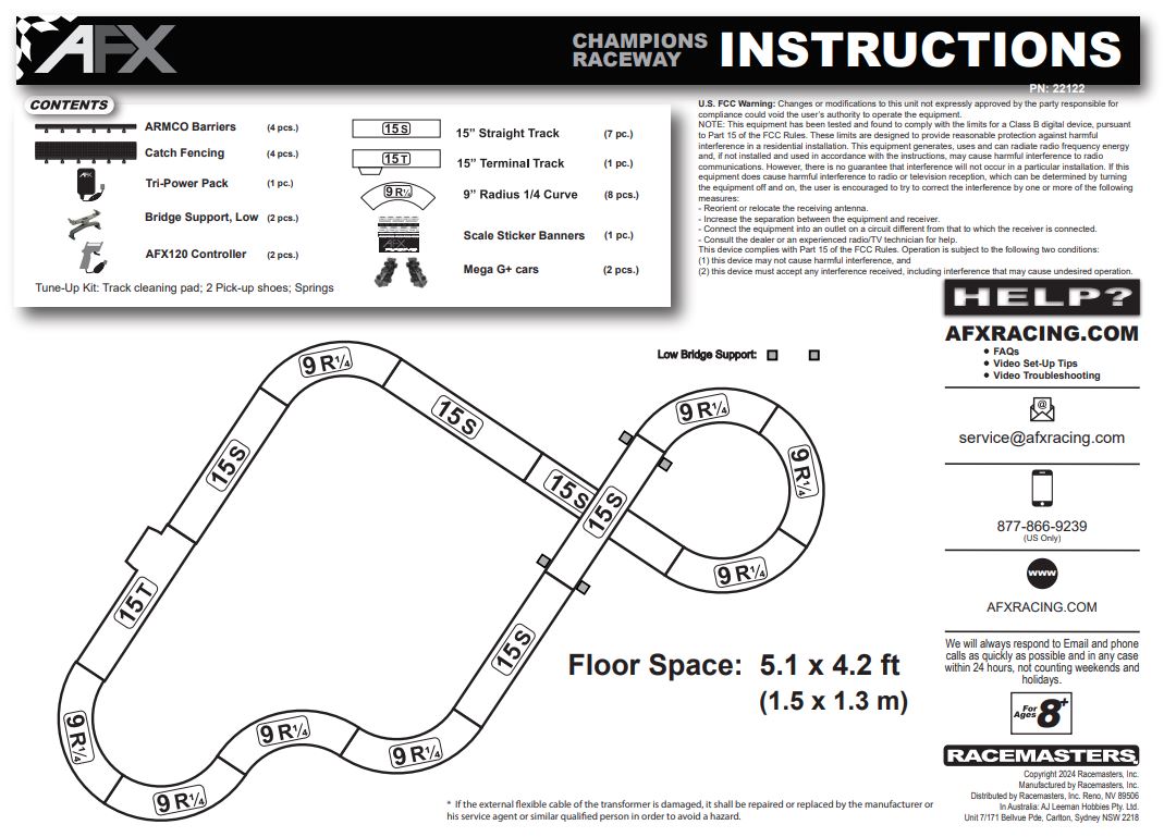 AFX Champions Raceway HO Slot Car Race Track Set 22122 Formula F1