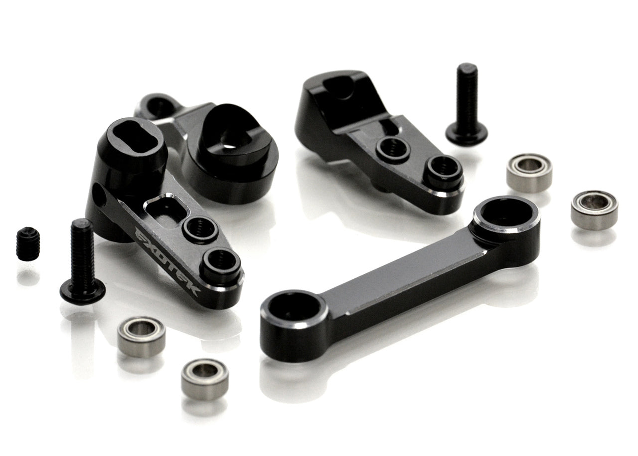 Exotek 2030 Losi 22S HD Steering Set, Full Bearing Style, 7075 Black and Silver