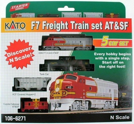 Kato N 106-6271 RTR F7 Freight AT&SF Train Set.