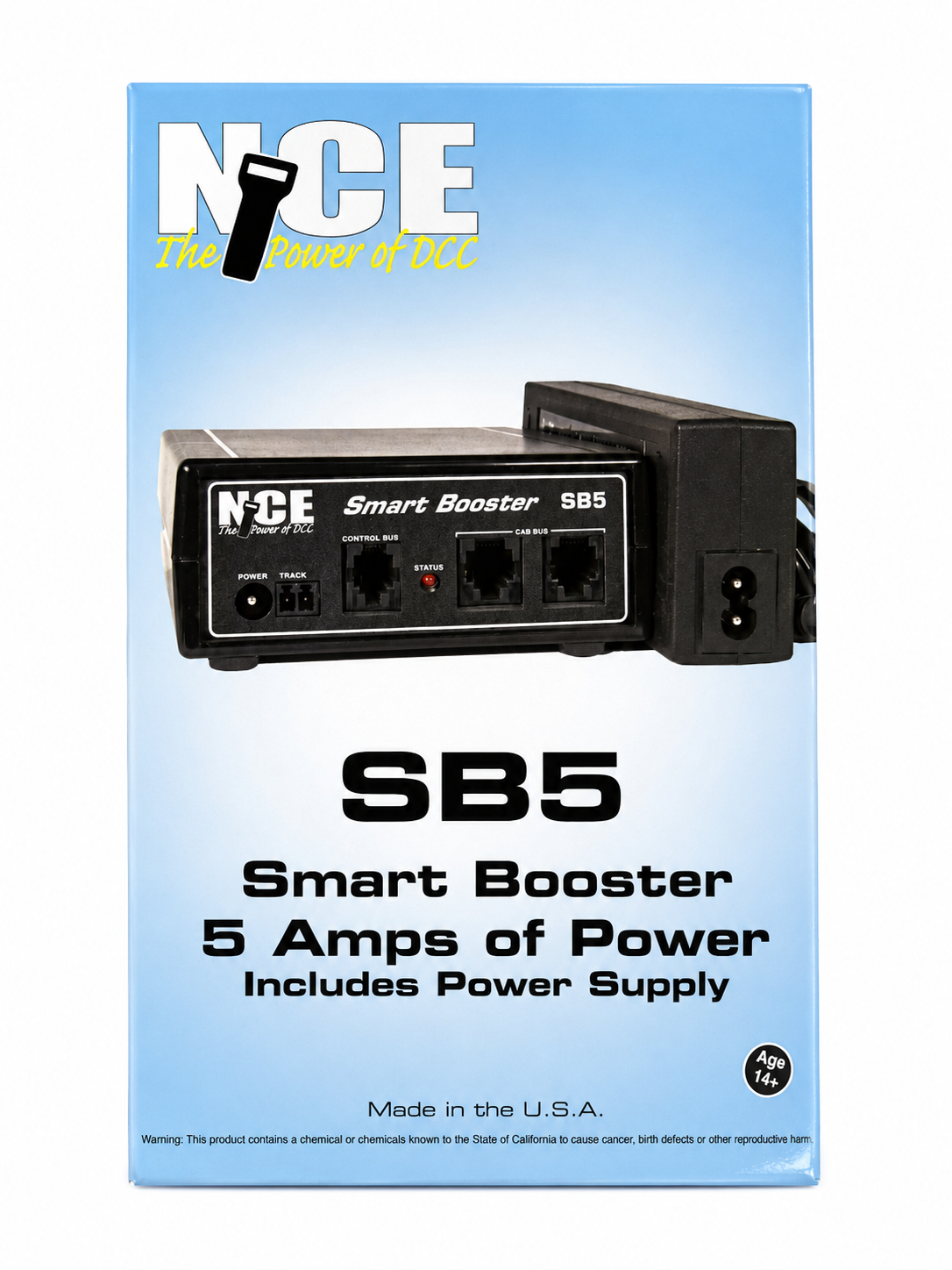 NCE-524-059 Entry Level 5 Amp DCC system with 14V power supply.