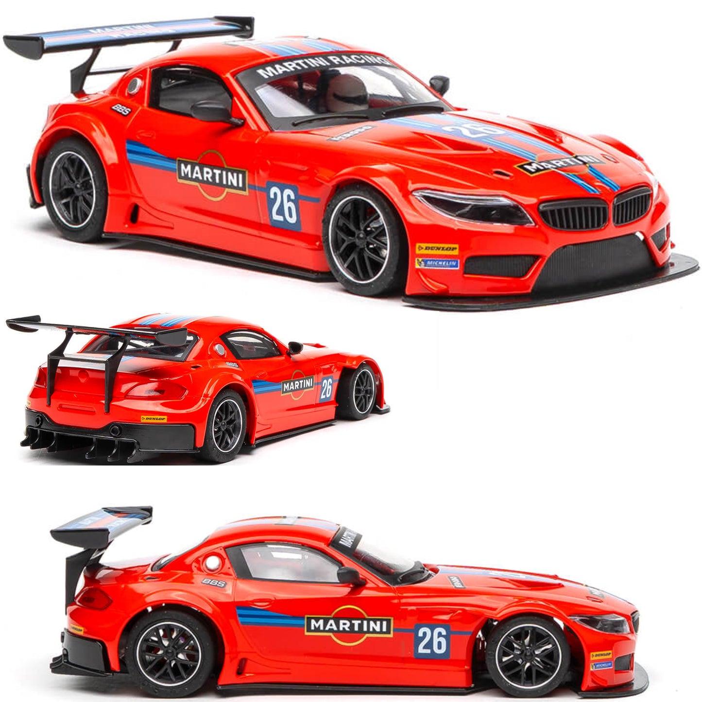 NSR BMW Z4 GT3 Martini Racing Red 1/32 Slot Car 0602 Sidewinder