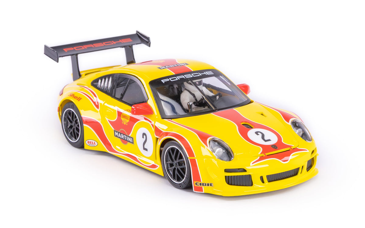 NSR Porsche 997 GT3 Yellow Hippie Sidewinder 1/32 Slot Car 0637SW