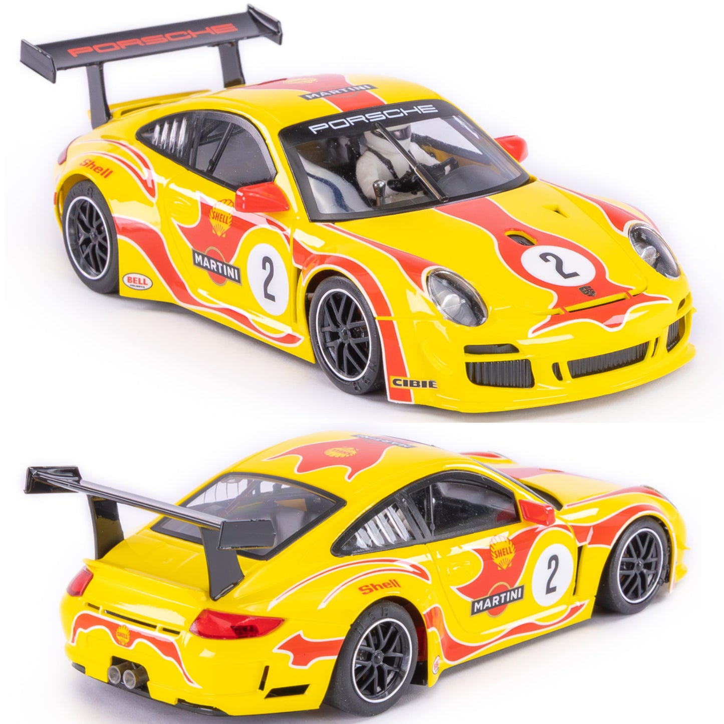 NSR Porsche 997 GT3 Yellow Hippie Sidewinder 1/32 Slot Car 0637SW