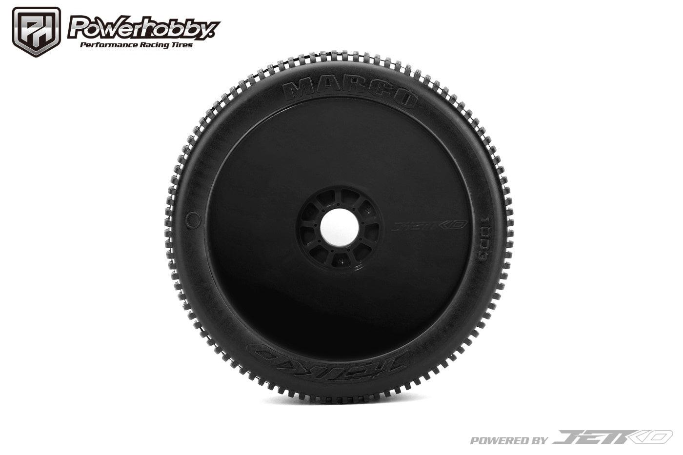 Powerhobby Marco 1/8 Buggy Mounted Tires Black Dish Wheels (2) Super Soft - PowerHobby