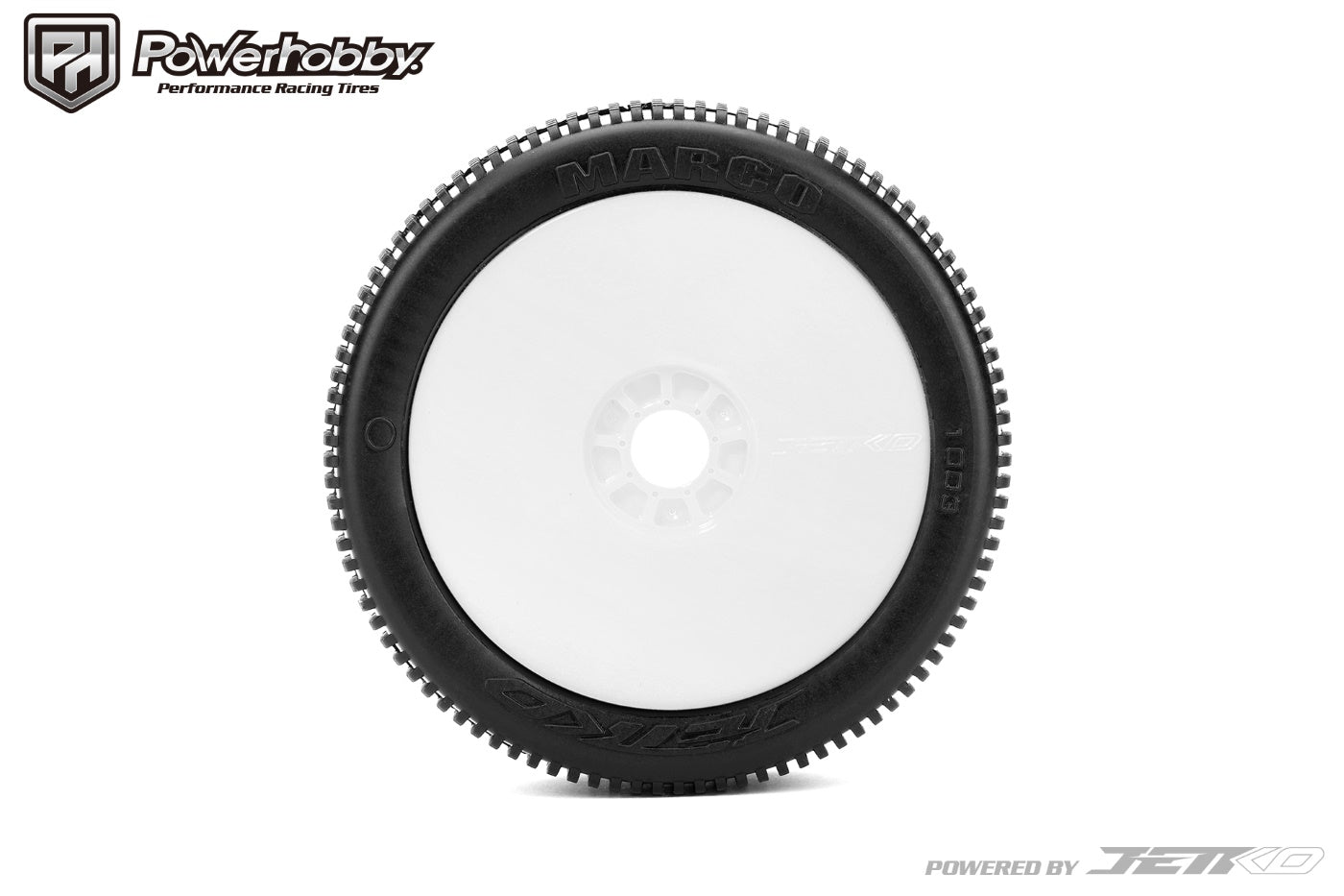 Powerhobby Marco 1/8 Buggy Mounted Tires White Dish Wheels (2) Super Soft - PowerHobby