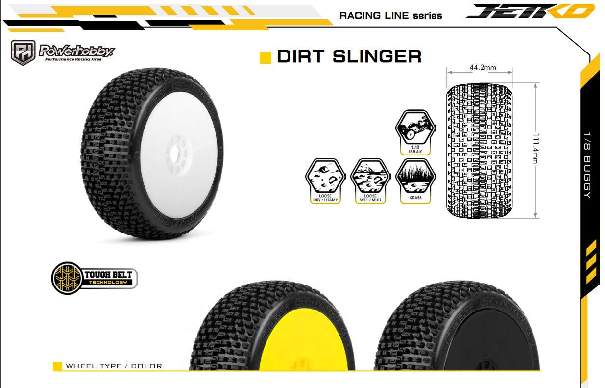 Powerhobby Dirt Slinger 1/8 Buggy Mounted Tires White (2) Super Soft - PowerHobby