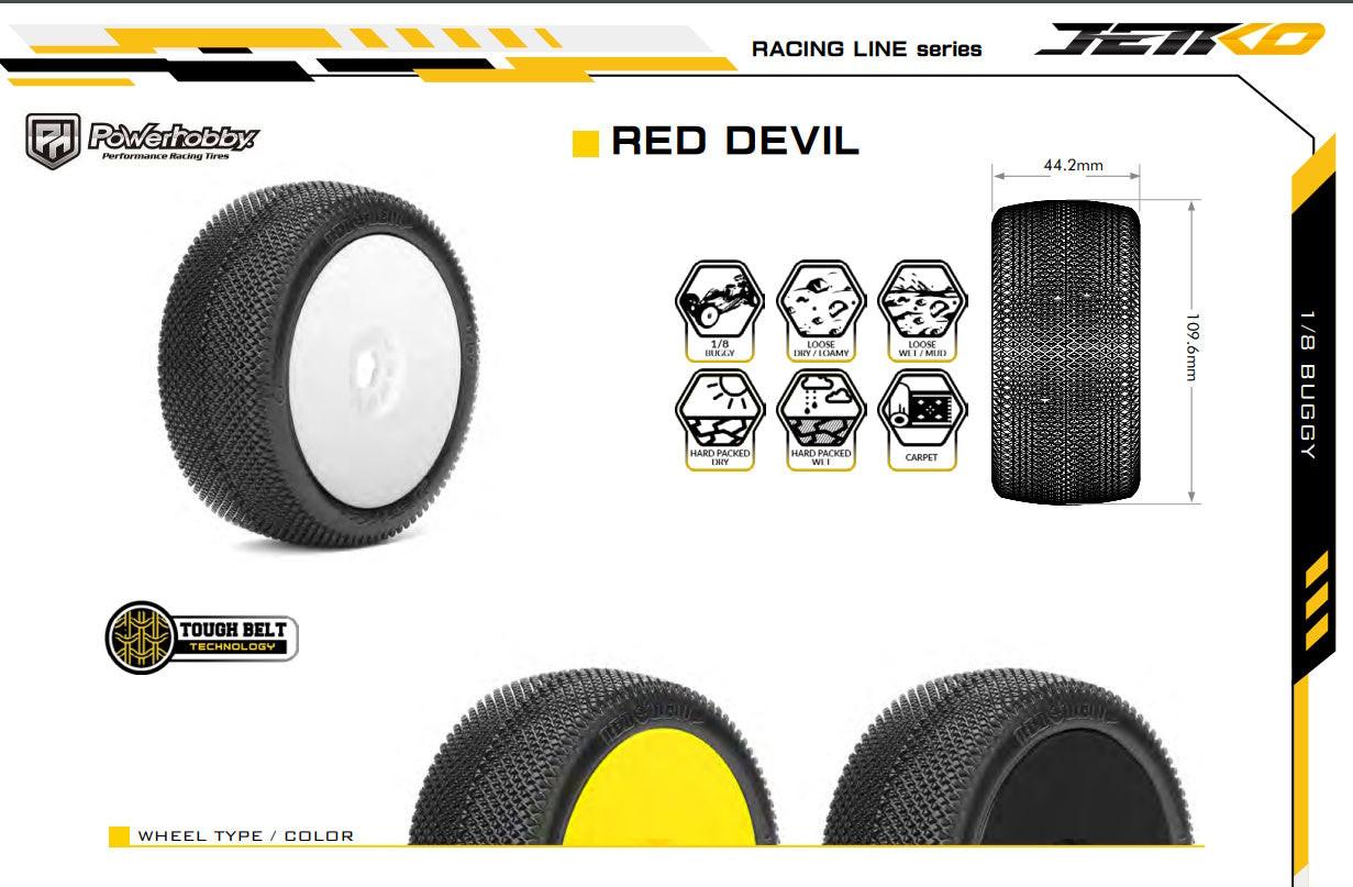 Powerhobby Red Devil 1/8 Buggy Mounted Tires White (2) Super Soft - PowerHobby