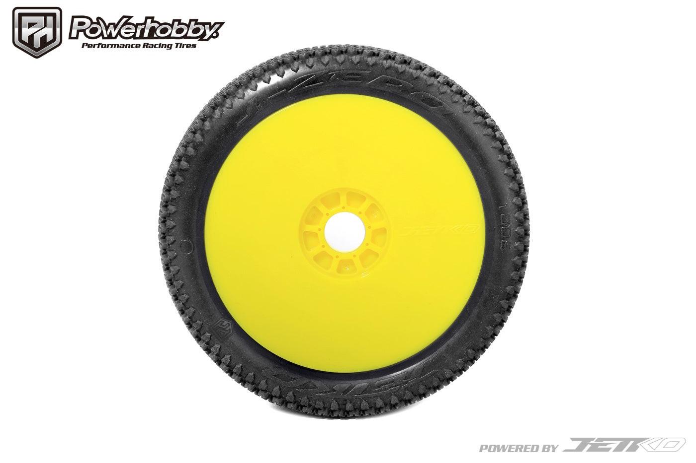 Powerhobby J-Zero 1/8 Buggy Mounted Tires Yellow Dish Wheels (2) Ultra Soft - PowerHobby
