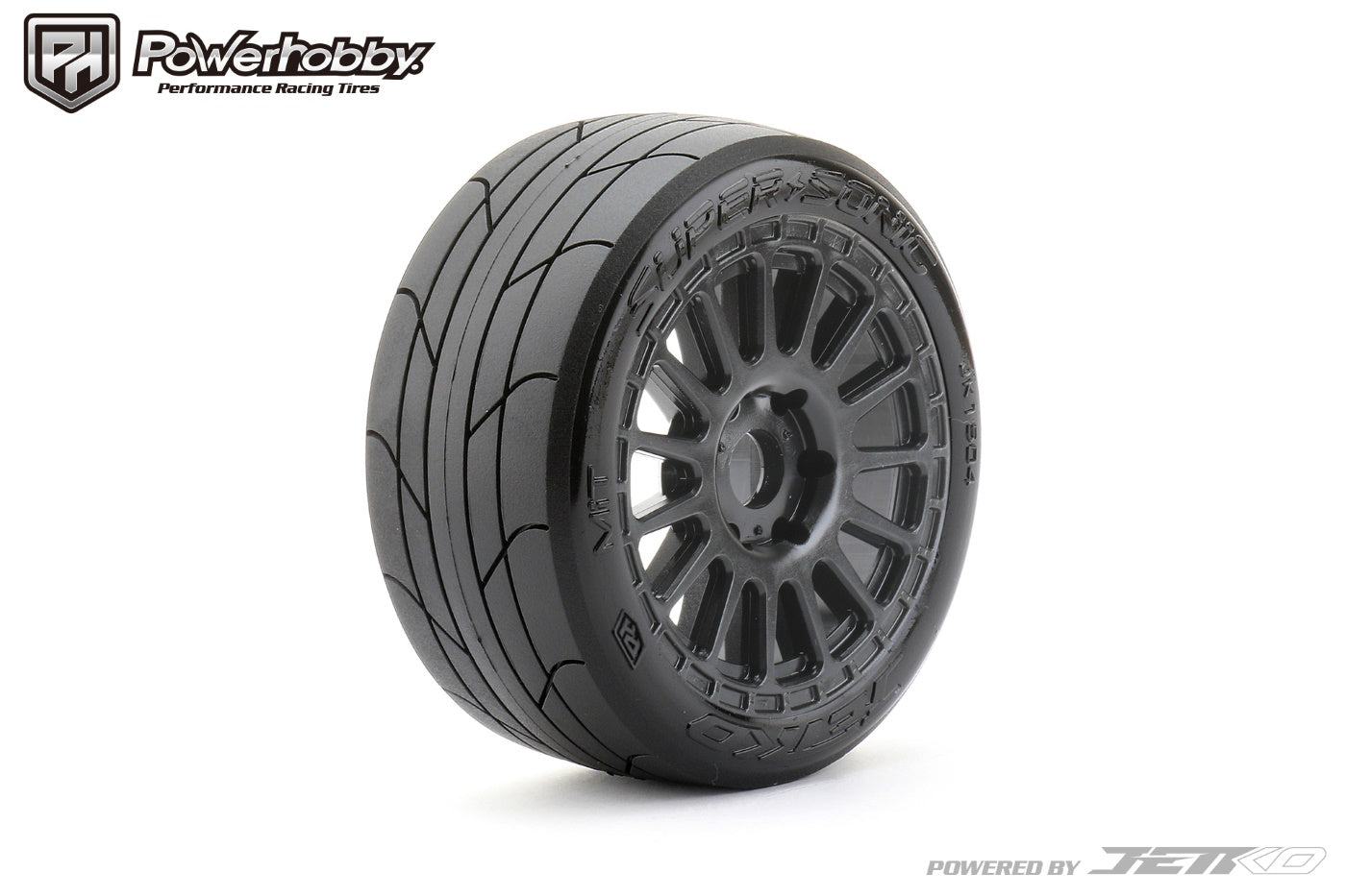 Powerhobby 1/8 Buggy Super Sonic Tires Mounted on Black Radial Rims - PowerHobby