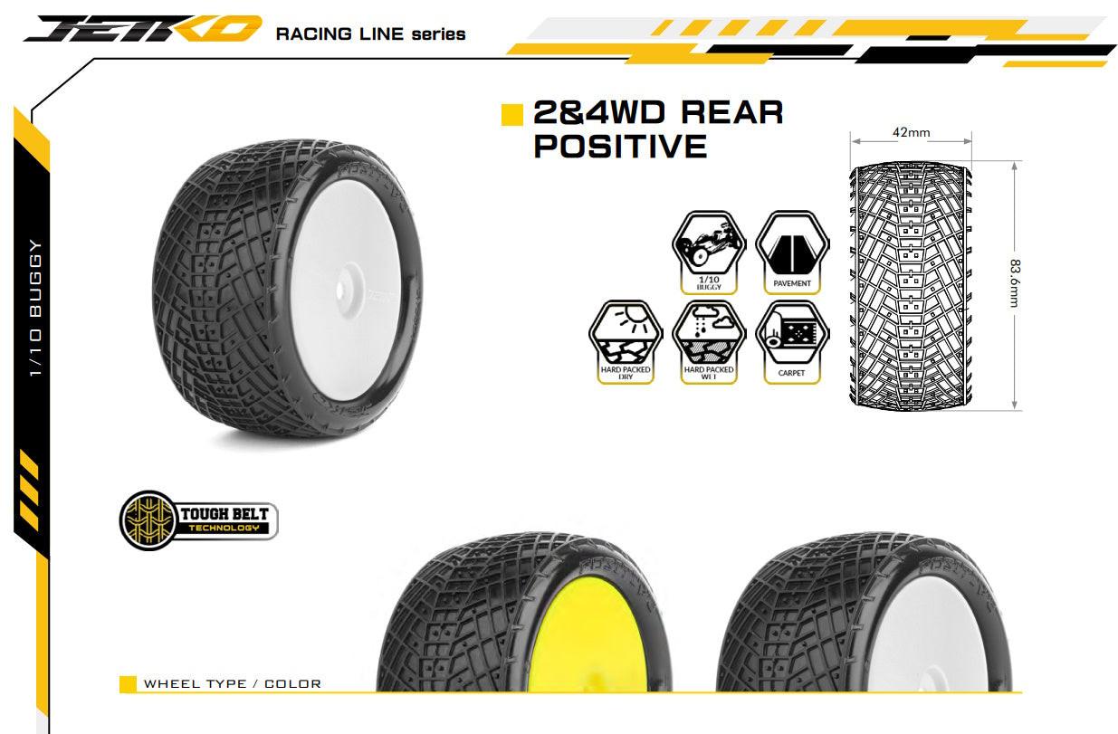 Powerhobby Positive Mounted Tires Rear 1/10 Buggy (2) White Medium Soft - PowerHobby
