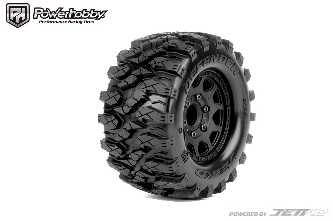 Powerhobby 1/10 2.8" MT Defender Tires (2) w/ Removable Hex Wheels.