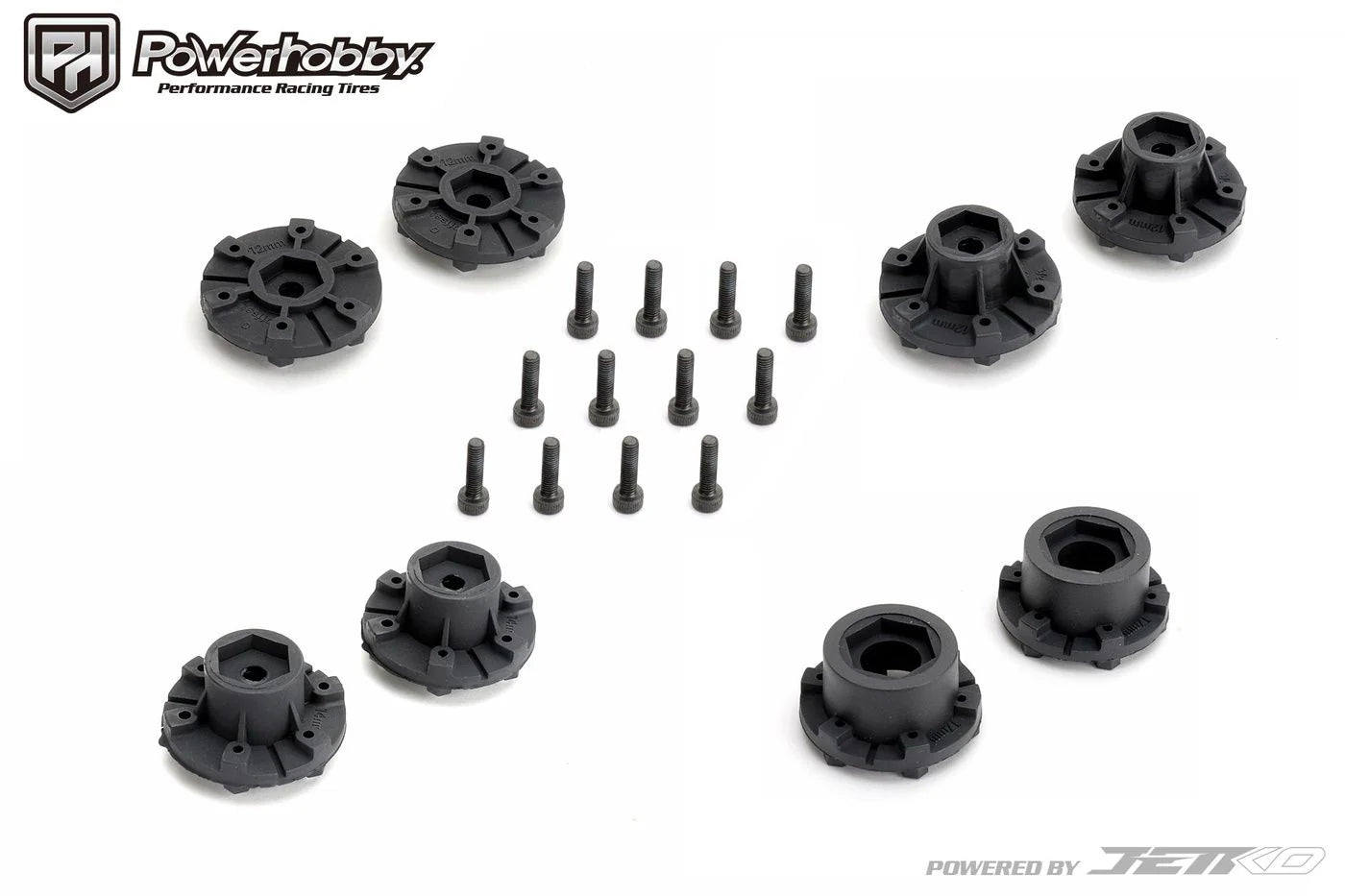 Powerhobby Raptor SC Belted Tires (2) with Removable Hex Wheels.