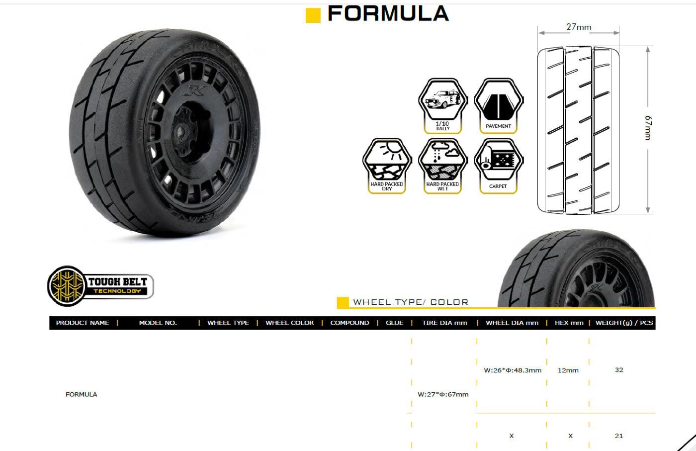 Powerhobby 1/10 Rally Car Formula Mounted Tires / Claw Wheels (4) - PowerHobby